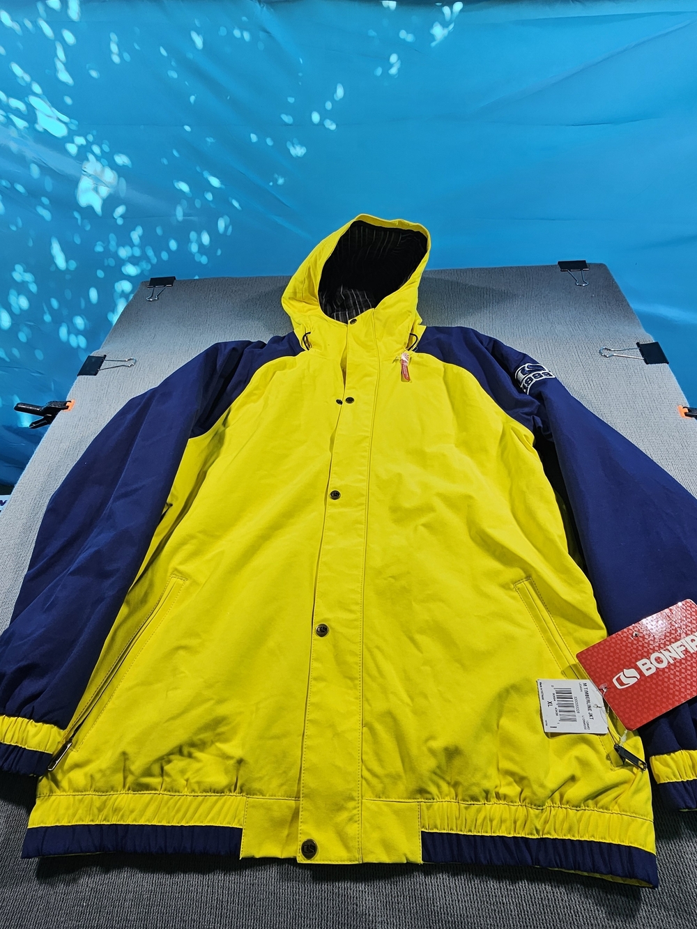Men's Yellow & Navy Ski Jacket - Waterproof Snow Coat